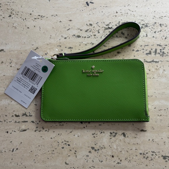 Kate Spade Lucy Small small zip wristlet Turtle Green